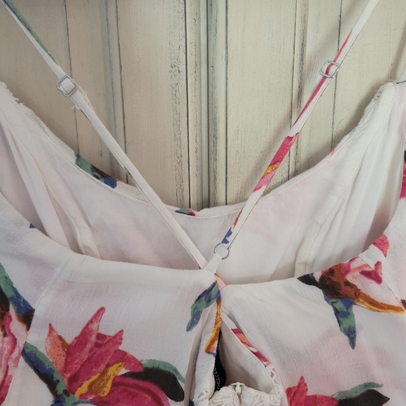 Abercrombie & Fitch Floral Crochet Lace Spaghetti Strap Mini Bib Romper *sz S* - Picture 7 of 16